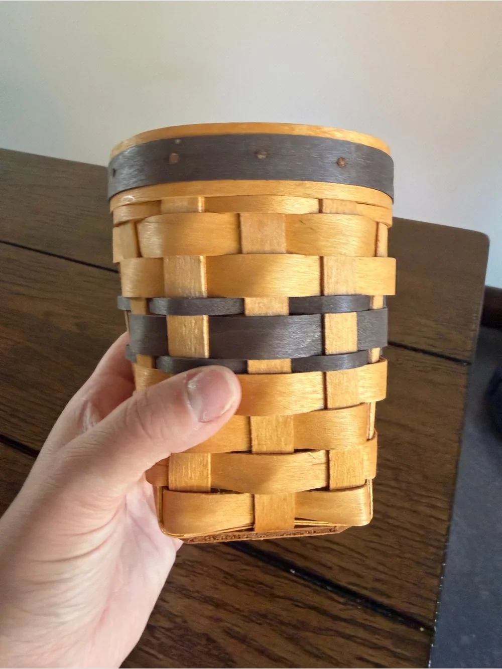 Vintage Royce Craft Two Toned Basket Pencil Cup Holder Signed Made In Ohio
